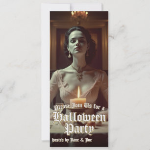 Carte Banquet gothique d'Halloween à la lumière des boug