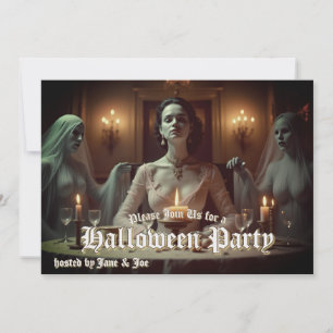 Carte Banquet gothique d'Halloween à la lumière des boug