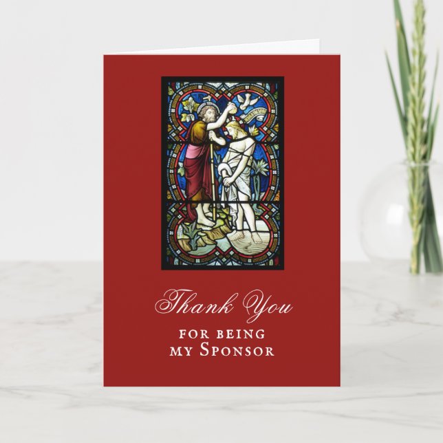 Carte Baptême adulte Commanditaire Godparent Merci (Devant)