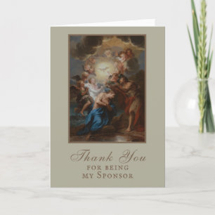Carte Baptême adulte Commanditaire Godparent Merci