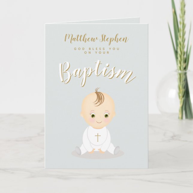 Carte Baptême Baby Boy (Devant)
