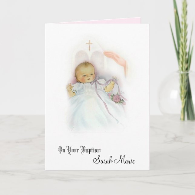 Carte Baptême Baby Girl Christening Blessing (Devant)