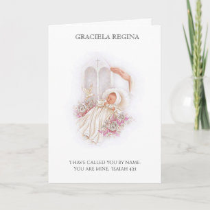 Carte Baptême Christening Scriptural Baby Girl Roses