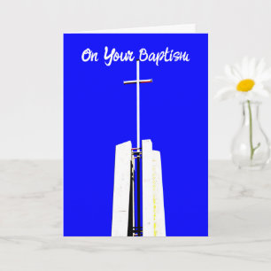 Carte Baptême Croix Ciel Bleu Plutôt Brillant