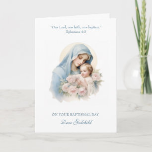 Carte Baptême de filleule Fille bébé Baptême Marie Jésus