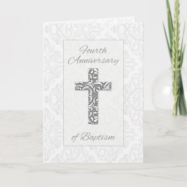 Carte Baptême du quatrième anniversaire Bienheureux croi (Devant)