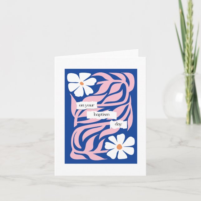 Carte Baptême Félicitations Abstrait Floral Daisy Card (Devant)