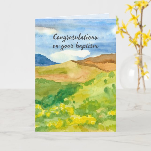 Carte Baptême Félicitations Bible Écriture Pour Adulte (Fleur jaune)