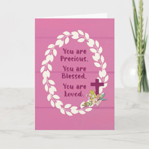 Carte Baptême Fille Précieuse Béni et aimé sur rose