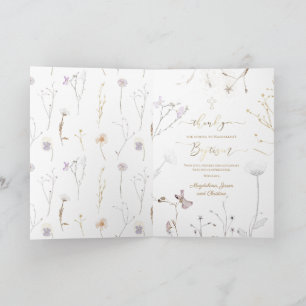 Carte Baptême fleur sauvage merci d'être venu