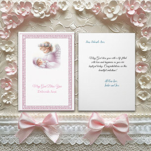 Carte Baptême Personnalisable Fille Bébé Avec Angel