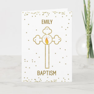 Carte Baptism Custom Name Emily Gold Cross