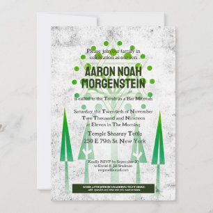 Carte Bar Mitzvah Green White Outdoors Arbres de Vie 