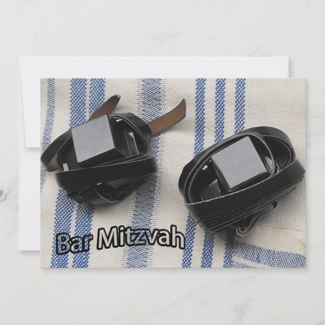 Carte Bar Mitzvah - Tallit et Téfillin (Devant)