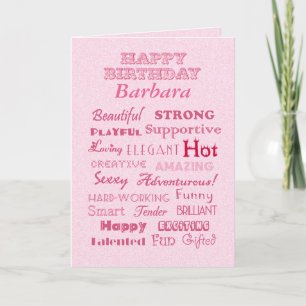 Carte Barbara Happy Birthday Mots de louanges