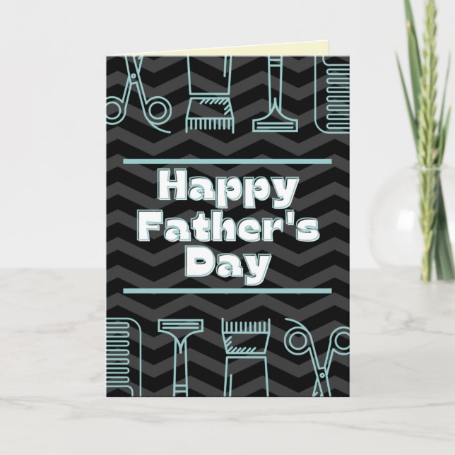 Carte Barber Theme Happy Fête des pères Card (Devant)