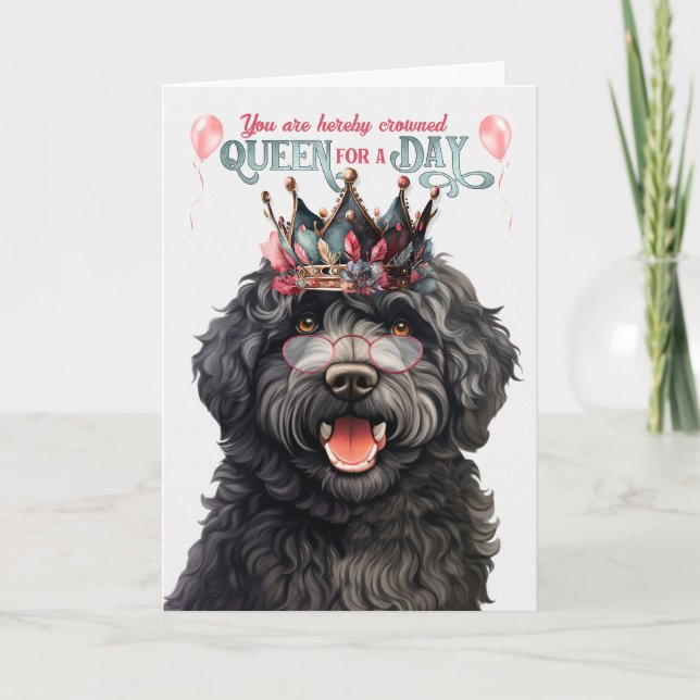Carte Barbet Dog Queen pour jour drôle Anniversaire (Devant)