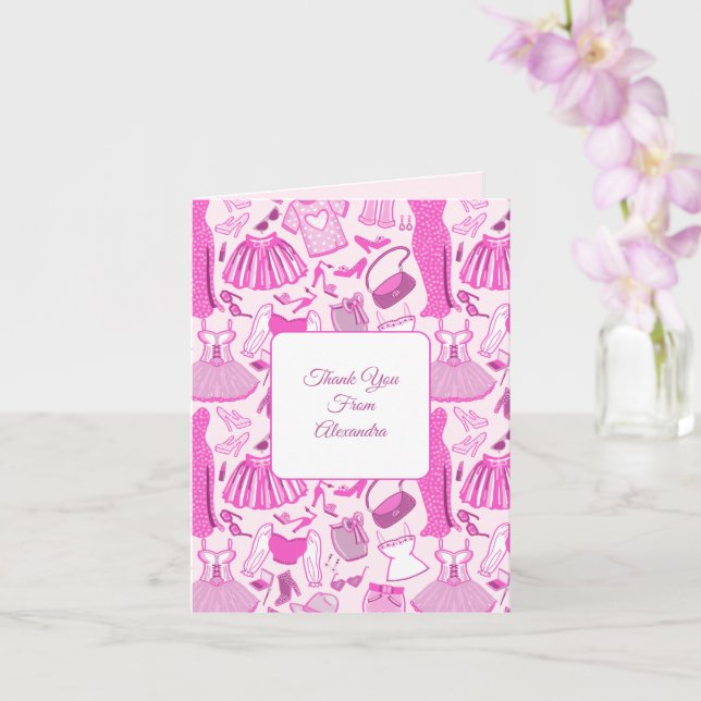 Carte Barbiecore Motif de mode rose et rose chaud (Orchidée)