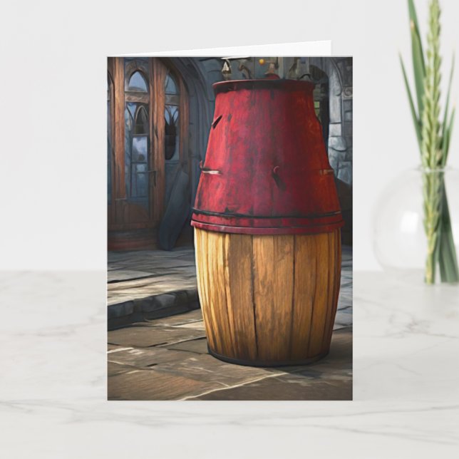 Carte Baril de vin Rouge rustique Haut (Devant)