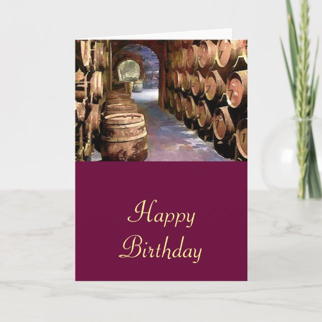 Carte Barils de vin dans la cave à vin Anniversaire (Devant)