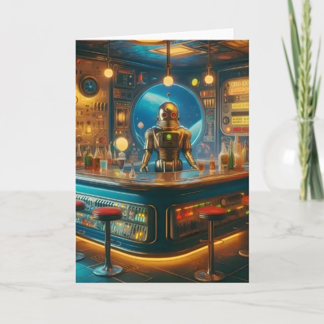 Carte Barman Robot dans un bar interstellaire à l'ère sp (Devant)