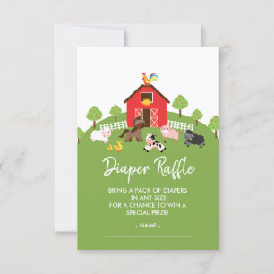 Carte Barnyard Animaux Baby shower Déchets Raffle Ticket
