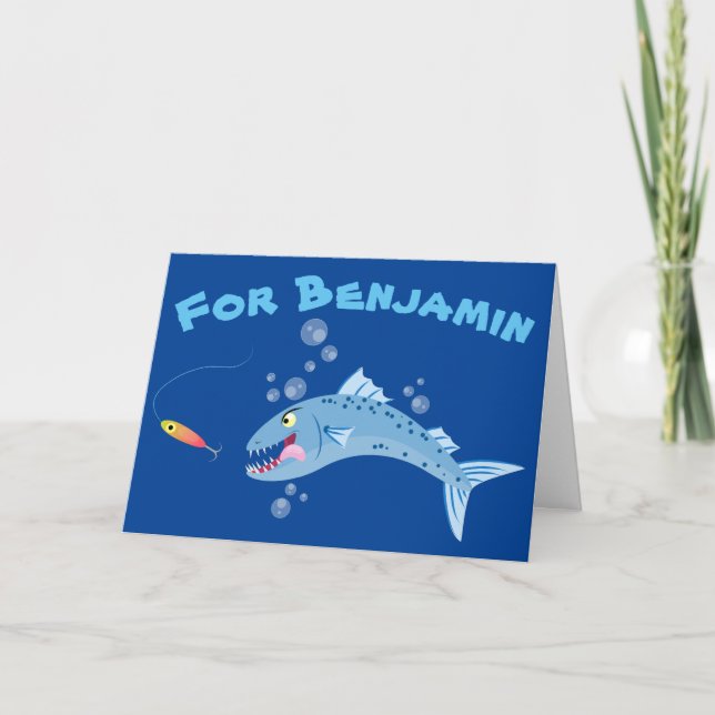 Carte Barracuda, dessin animé sur la pêche (Devant)