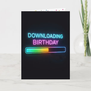 Carte Barre de téléchargement d'anniversaire néon