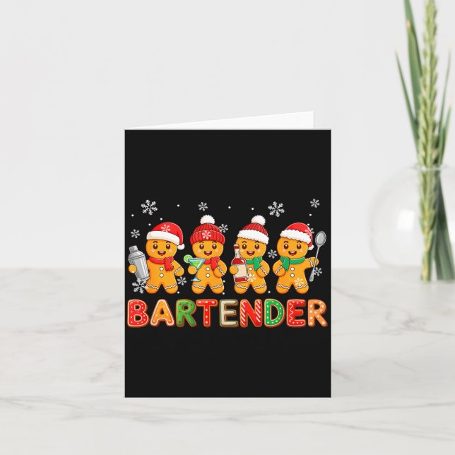 Carte Bartender Job Group Santa Gingerbreads Xmas Cookie (Devant)