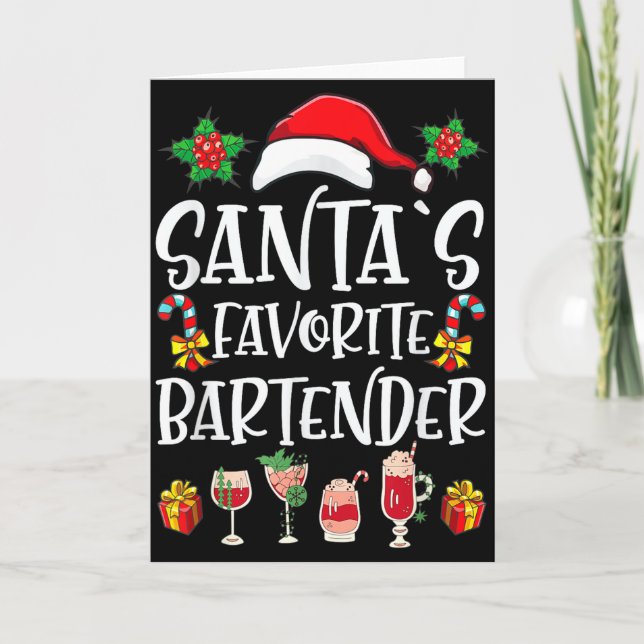 Carte Bartender Xmas Gift Santa's Favorite Bartender Chr (Devant)