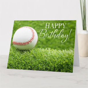 Carte Baseball avec joyeux mot d'anniversaire vert herbe