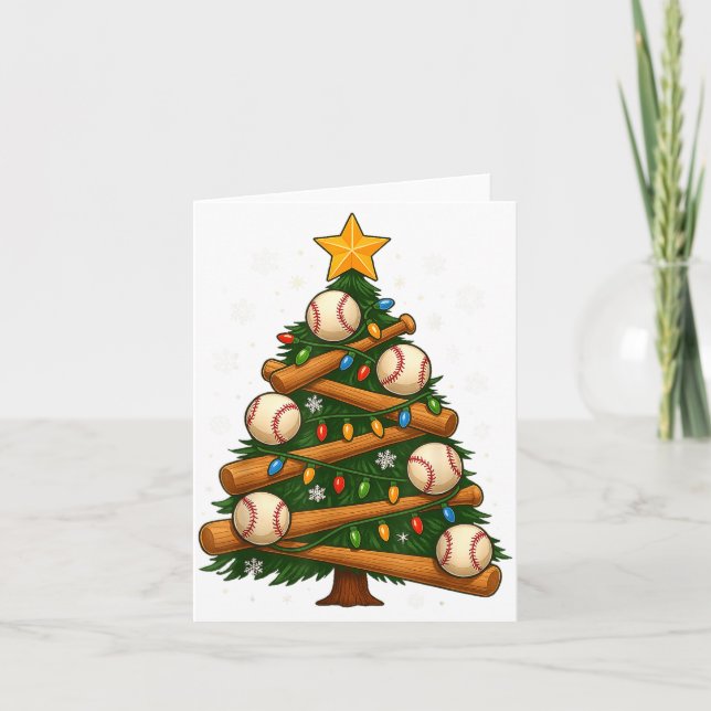 Carte Baseball Bat Christmas Tree Lights Holiday Design  (Devant)