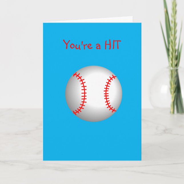 Carte Baseball blanc Red Stitching Vous êtes un HIT (Devant)