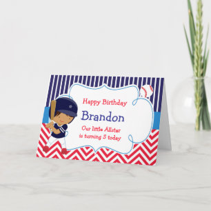 Carte Baseball Cute African American Boy Anniversaire