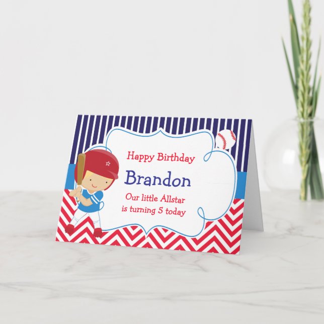Carte Baseball Cute Blonde Boy Anniversaire (Devant)