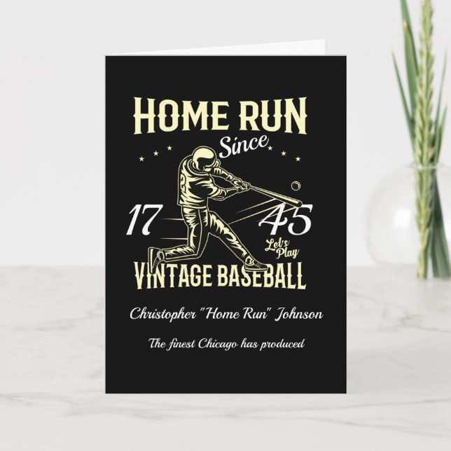 Carte Baseball Home Run Retro Anniversaire (Devant)
