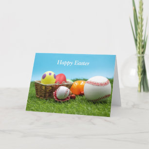 Carte Baseball Joyeux Pâques avec Oeuf dans le panier su