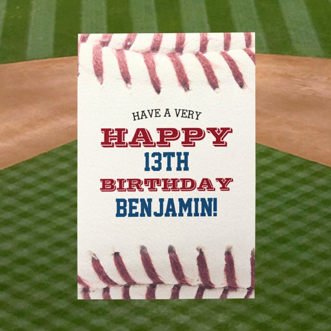 Carte Baseball Look Ajouter votre nom et année Anniversa (Créateur téléchargé)