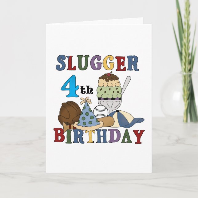 Carte Baseball Slugger 4e anniversaire (Devant)