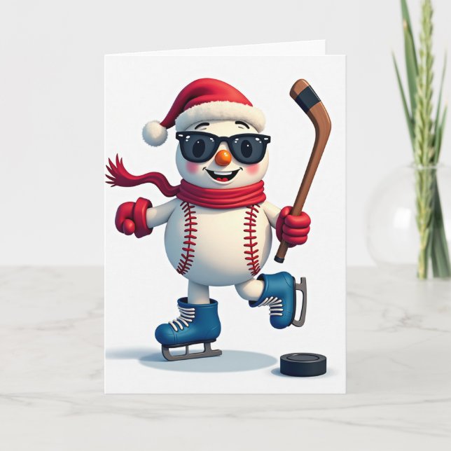 Carte Baseball Snowman Greeting Card (Devant)