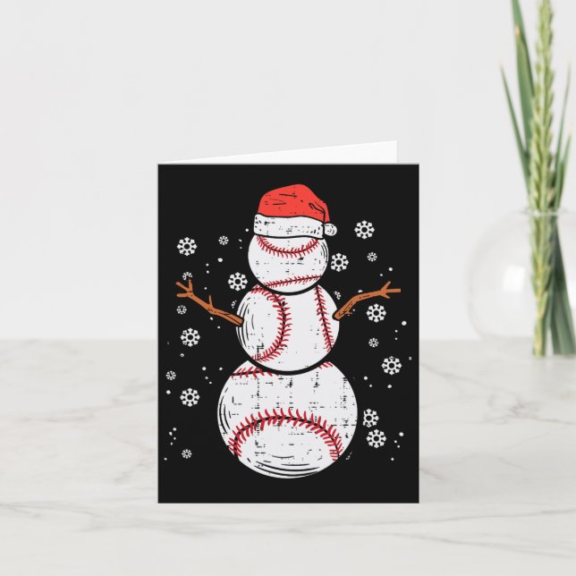 Carte Baseball Snowman Noël Sports Boys Hommes Deux (Devant)