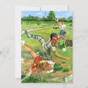 Carte Baseball Sportif Vintage, Équipes d'Enfants Jouant