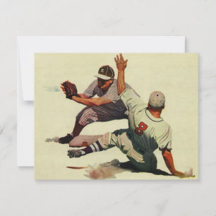 Carte Baseball Sportif Vintage, Joueur Glissant vers le