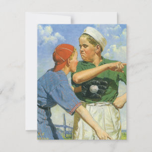Carte Baseball vintage, Enfants, Garçons Jouant Sports