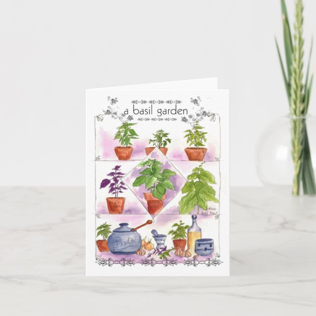 Carte Basil Herb Garden Pesto Olive Oil Note (Devant)