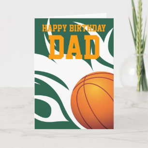 Carte Basket-ball à flamme sur mesure vert et blanc