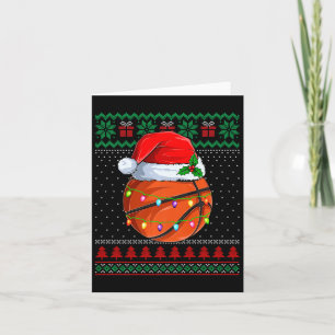 Carte Basket-ball de Noël moche Sweater Santa Hat