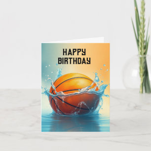 Carte Basket-ball Joyeux anniversaire frappant l'eau