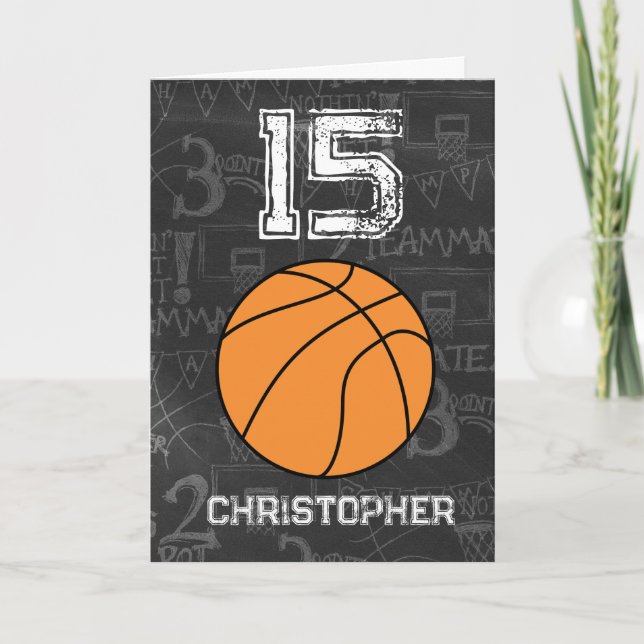 Carte Basket-ball personnalisé 15e anniversaire (Devant)