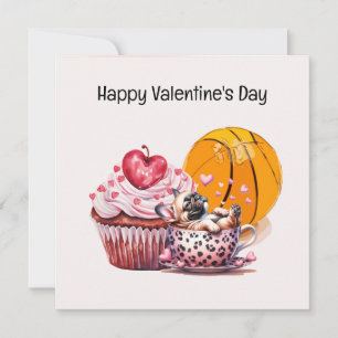 Carte Basket-ball Saint-Valentin du joueur avec amour